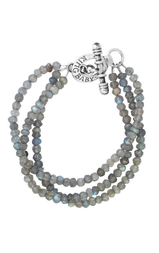 King Baby: 3 Strand Labradorite Bead Bracelet With Mini  Sterling Silver Toggle Clasp