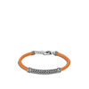 John Hardy: Sterling Silver  Classic Chain  Bracelet On 4mm Orange Woven Leather 
Length: Med