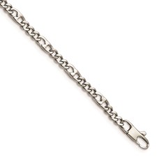 Stainless Steel 4 Mm Figaro Bracelet 8.5 Inch