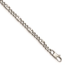 Stainless Steel 4mm Figaro Bracelet 8.5 Inch