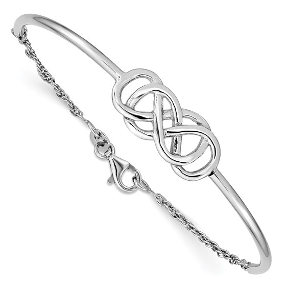 Sterling Silver Double Infinity Bangle With Adustable Chain