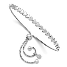 Sterling Silver Heart Link Adjustable Bracelet