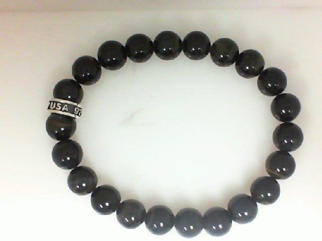 King Baby Sterling Silver Bracelet 10Mm Blue Tiger Eye Bead With Logo Ring
Length: 8.75