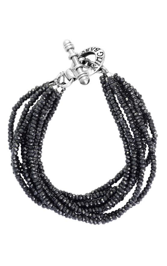 King Baby Eight Strand Black Spinel Bracelet With Sterling Silver Toggle Clasp
Length: 7.5