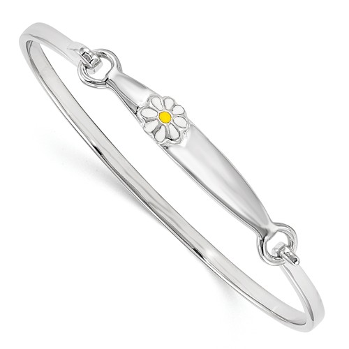 Sterling Silver Flower Enamel Children's Bangle Bracelet
