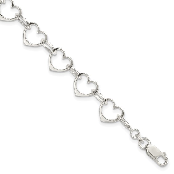 Sterling Silver Heart Link Bracelet
7 inches
