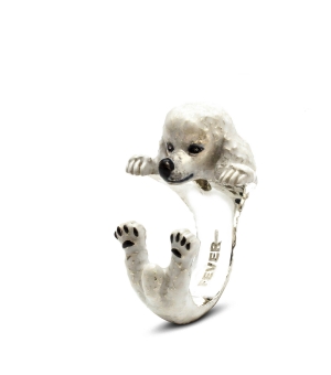 Dog Fever: Enamel & Sterling Silver Ring Size 6.5
Name: Poodle Hug