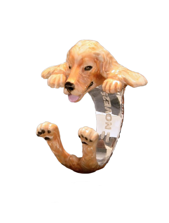 Dog Fever: Enamel & Sterling Silver Ring Size 6.5
Name: Cocker Spaniel Hug