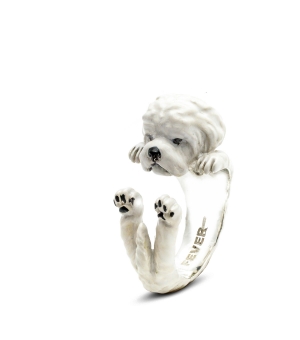 Dog Fever: Enamel & Sterling Silver Ring Size 6
Name: Maltese Hug