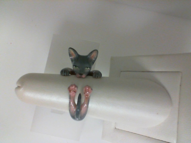 Cat Fever; Sterling Silver & Enamel Ring Size 7
Name: Grey Sphynx Cat Hug