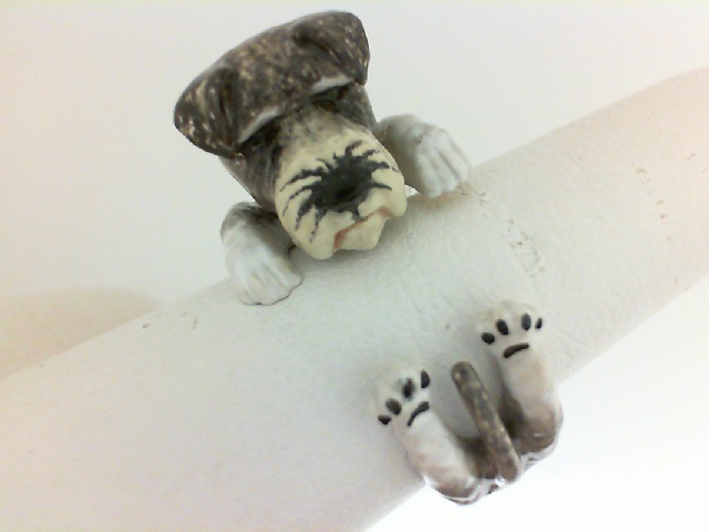 Dog Fever: Sterling Silver And Enamel Ring Size 8
Name: Schnauzer Hug