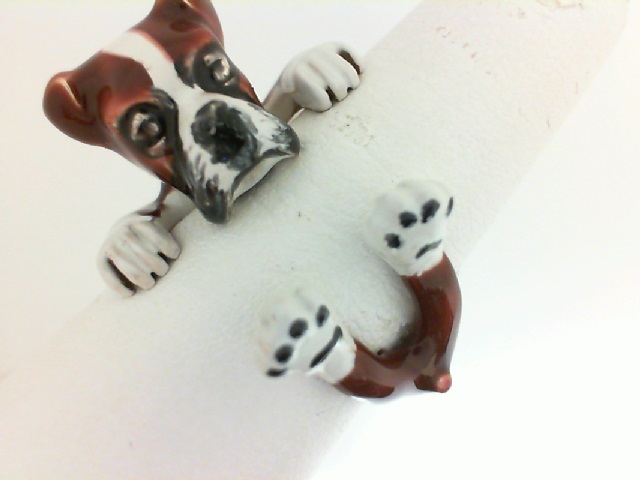 Dog Fever: Sterling Silver And Enamel Ring Size 7.5
Name: Boxer Hug