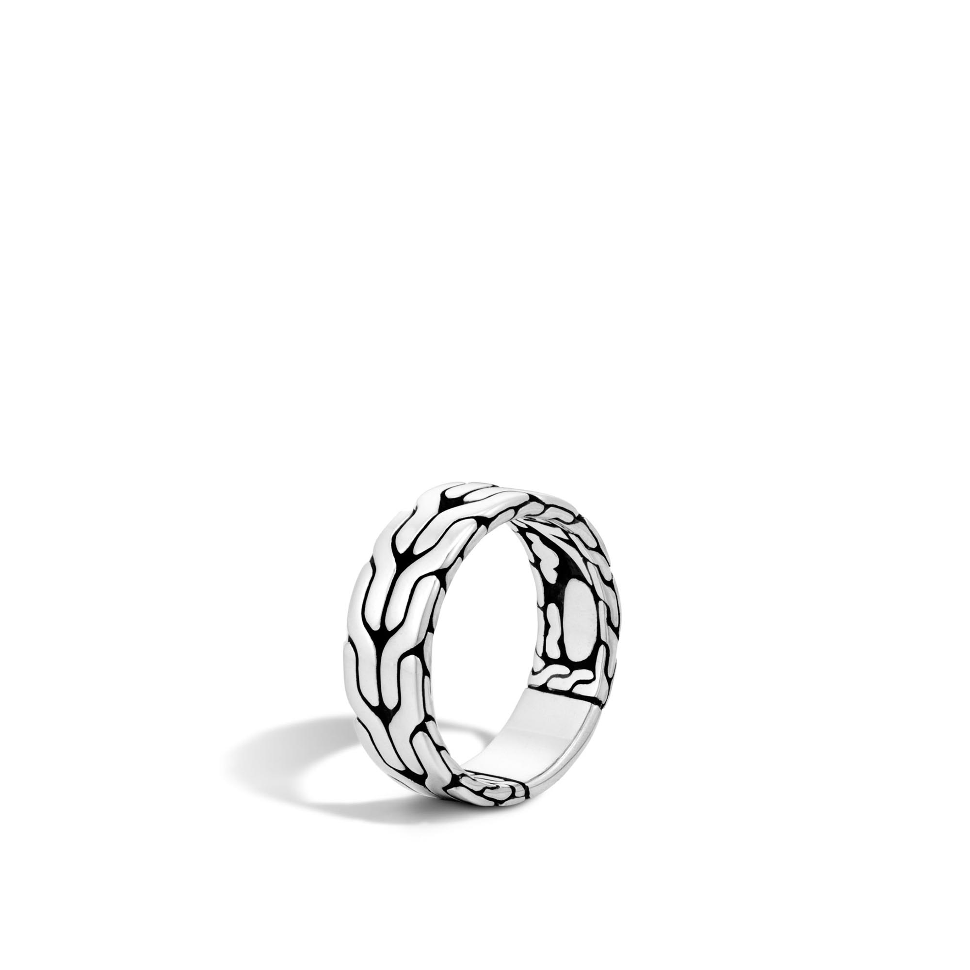John Hardy: Sterling Silver  8mm Classic Chain Band Ring Size 10