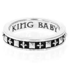 King Baby: Sterling Silver Stackable Studded  Cross Ring