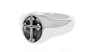 King Baby: Sterling Silver Cross Motif Ring Size 10
