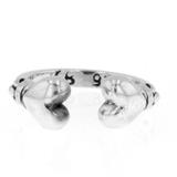 King Baby: Sterling Silver Open End Hearts Pinky Ring