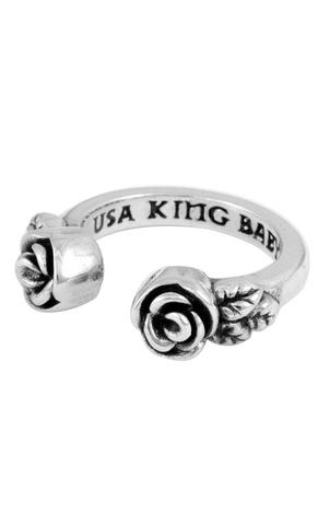 King Baby: Sterling Silver Open Ring With Roses