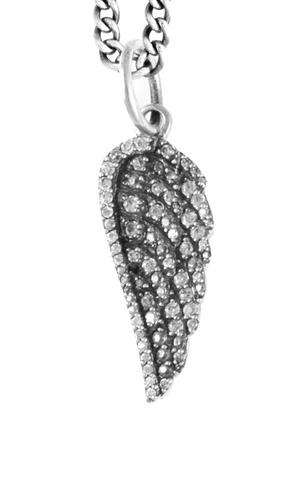 King Baby: Sterling Silver Pave CZ Wing Pendant  On 18