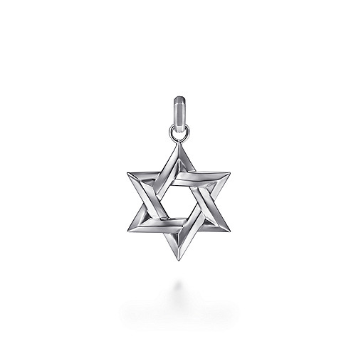 Men's 925 Sterling Silver Gold Star Of David Diamond Pendant Rope Chain Necklace