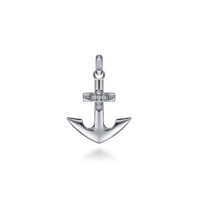 Gabriel & Co 925 Sterling Silver Anchor Pendant with Diamonds