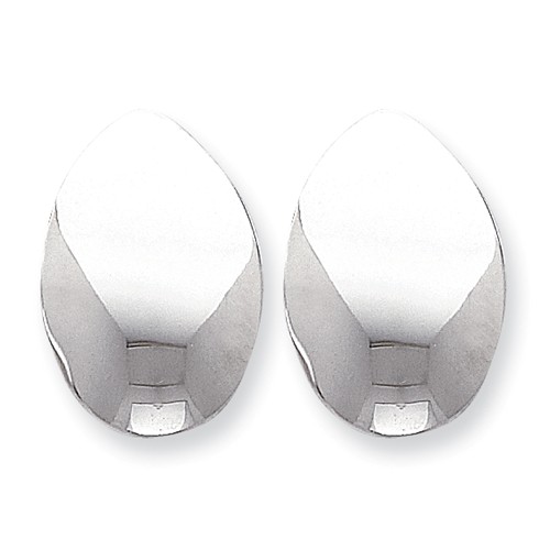Sterling Silver Rhodium-Plated Polished Oval Non-Pierced Earrings