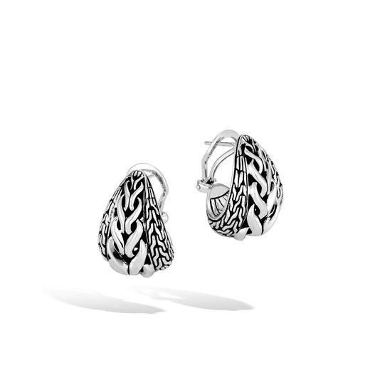 John Hardy: Sterling Silver Chain Link Buddha Belly Omega Backs Earrings