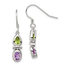 Sterling Silver purple / green gemstone Earrings