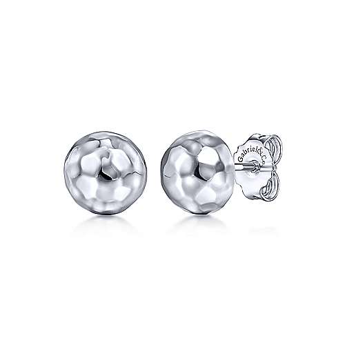 Silver hammered stud earrings on sale
