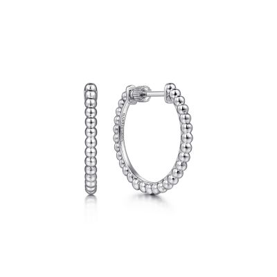 Gabriel & Co Sterling Silver 20mm Beaded Classic Hoop Earrings