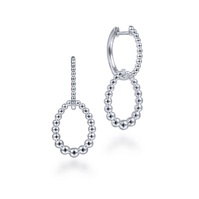 Gabriel & Co Sterling Silver Beaded Huggie Drop Earrings