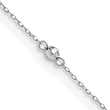 14 Karat White Gold Mirrored Bead And Cable Link Anklet 9 Inch
