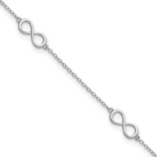 Sterling Silver  Infinity 10in Plus 2in ext Anklet