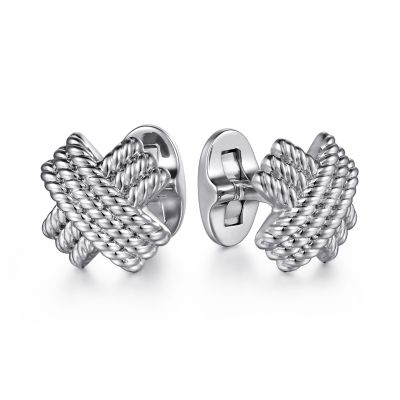 Gabriel & Co Sterling Silver Twisted Rope Cuff Links