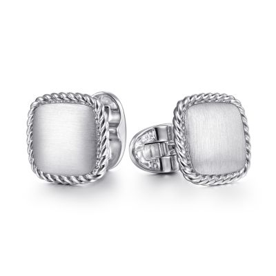 Gabriel & Co 925 Sterling Silver Square Cufflinks with Twisted Rope Trim