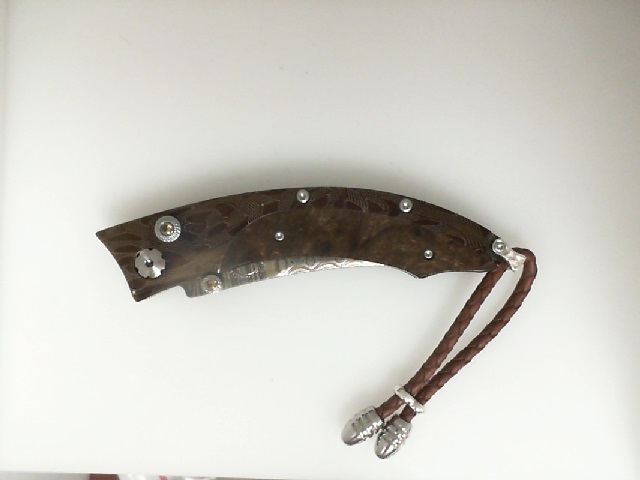 William Henry Utah Sunset X Ed Damascus With Copper Wave Blade Deset Ironwood Inlay / Citrines