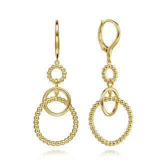 Gbariel & Co 14 Karat Yellow Gold Multi Circle Drop Leverback Earrings