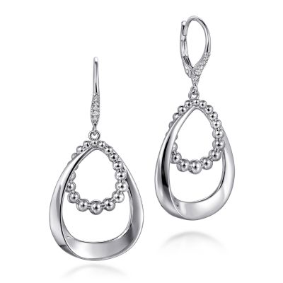Gabriel & Co Sterlilng Silver Bujukan Teardrop Dangle Earrings With 0.13 Ct White Sapphires