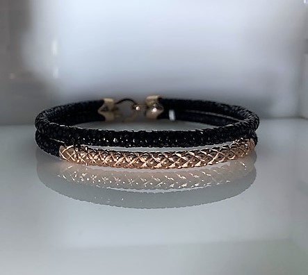 Sting HD BlackSting Sterling Silver & Rose Plate Bracelet
size7.75