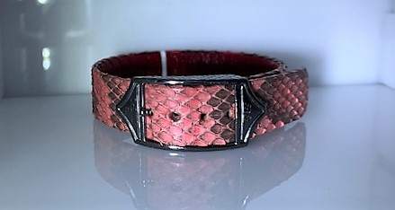 Sting HD:  Red Python Skin Luxe With  Sterling Silver & Black Gold Plated Bracelet
Sz: Regular