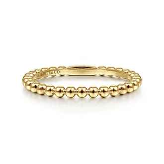 Gabriel & Co 14 Karat Yellow Gold Bujukan Beaded Stackable Ring  Size 6.5