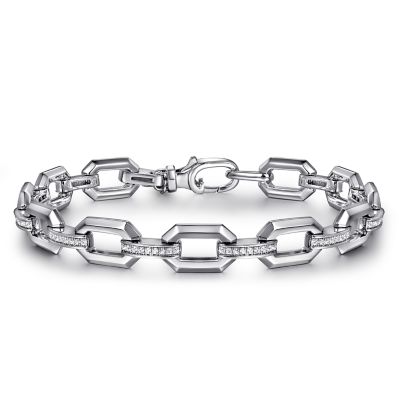 Gabriel & Co sterling silver 0.58 ct white sapphire chain link bracelet 7.5 inch