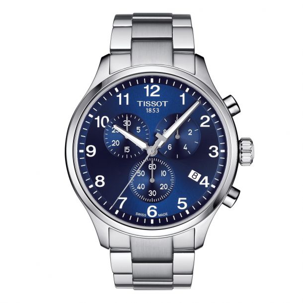Tissot XL Chrono Classic Blue Dial Stainless Steel Watch (T116.617.11.047.01)
Band Materials: Stainless Steel
Case Sizes: Large (40mm & Over)
Case Shapes: Round
Display: Analog
Movements: Quartz
Dial Color: Blue
Watch Type: Bracelet
Features: Cale
