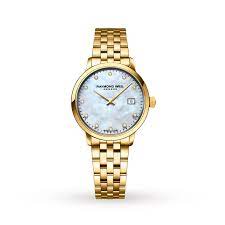 Raymond WeilToccata Classic Ladies Gold Diamond Steel Watch (5985-P-97081)
29 mm, stainless steel, white mother-of-pearl dial, 11 diamonds, yellow gold PVD