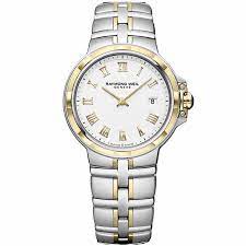 Raymond Weil Parsifal Ladies White Dial Quartz Watch (5180-STP-00308)
30 mm, stainless steel bracelet with yellowPVD, white dial, Roman numerals