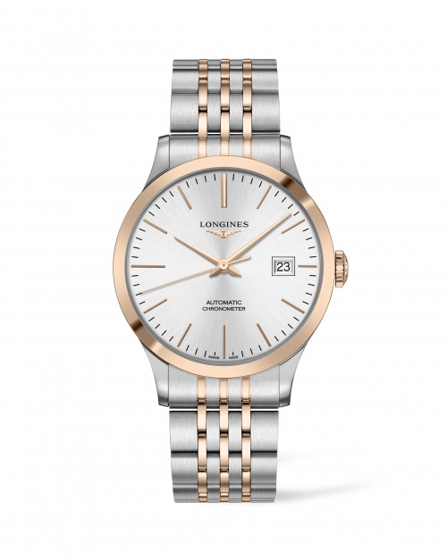 Longines Stainless Steel And 18 Karat Pink Gold Cap 40mm Record Automatic Chronometer COSC Cerified Watch(L28215727)