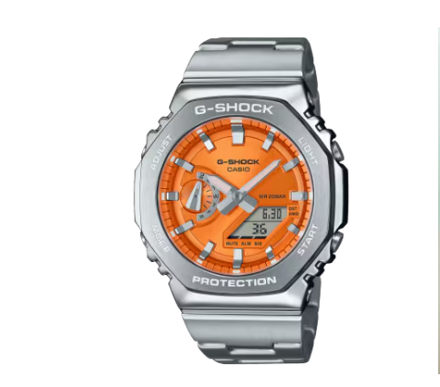 Casio G-Shock Blaze Orange Metal Bezel Watch (GM2110D-4ACR)