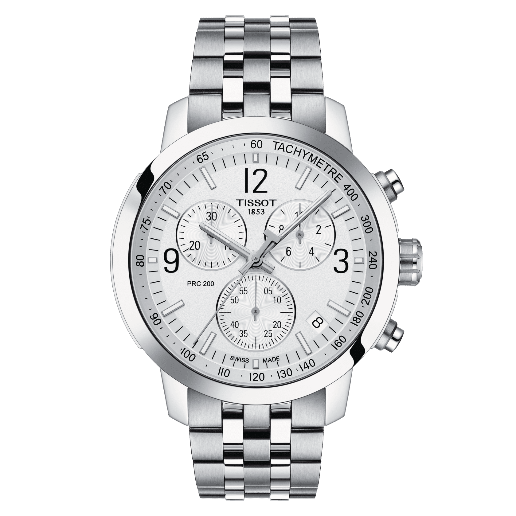 TISSOT PRC 200 CHRONO (T114.417.11.037.00)
Case                             42mmx43mm/316L stainless steel case
Case options                Screw-down crown and caseback
Crystal                          Scratch-resistant sapphire crystal
Dial      Sil