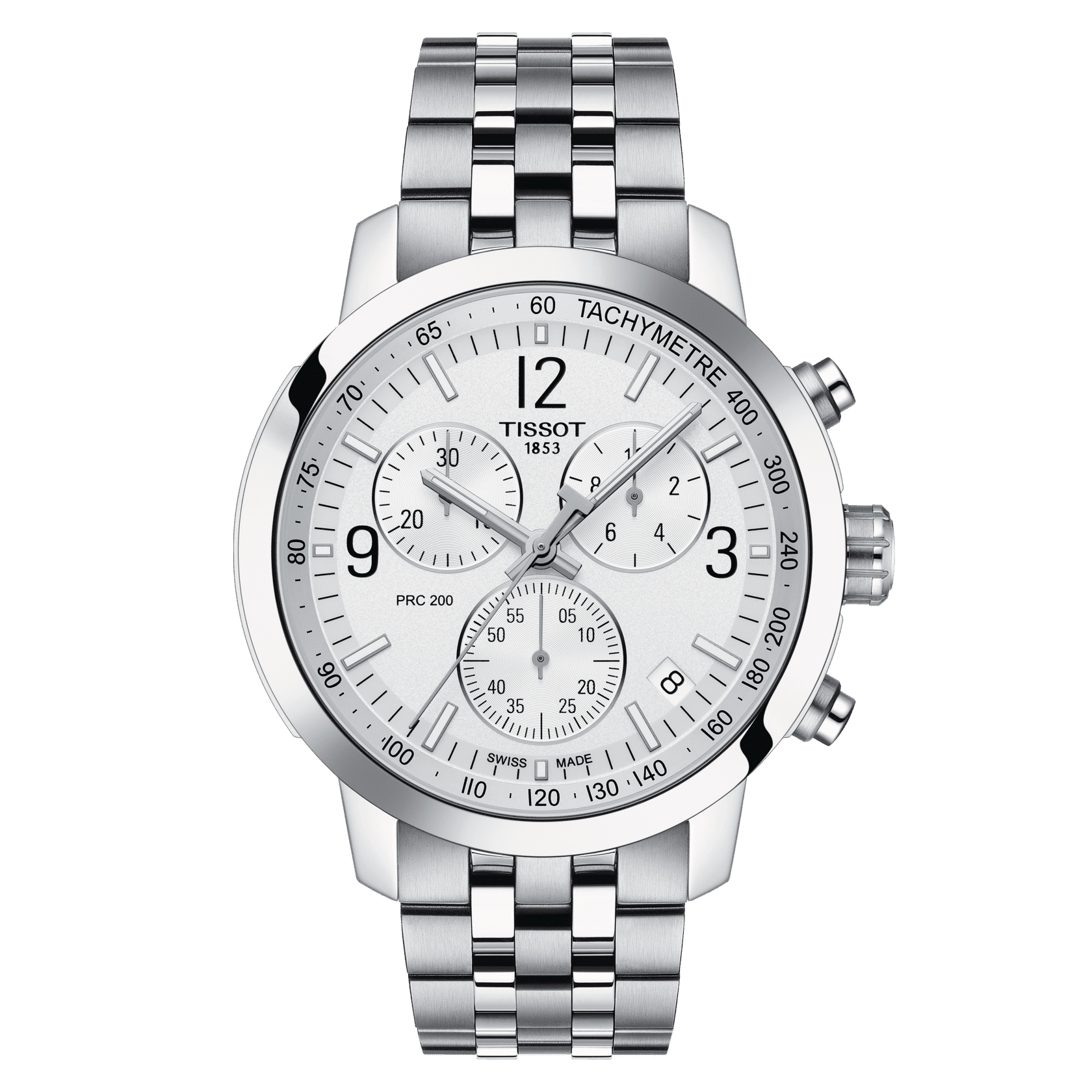 TISSOT PRC 200 CHRONO (T114.417.11.037.00)
Case 42mmx43mm/316L stainless steel case
Case options  Screw-down crown and caseback
Crystal Scratch-resistant sapphire crystal
Dial Silver with indexes
Movement Swiss quartz/ETA G10.212/
Functions  30-minu