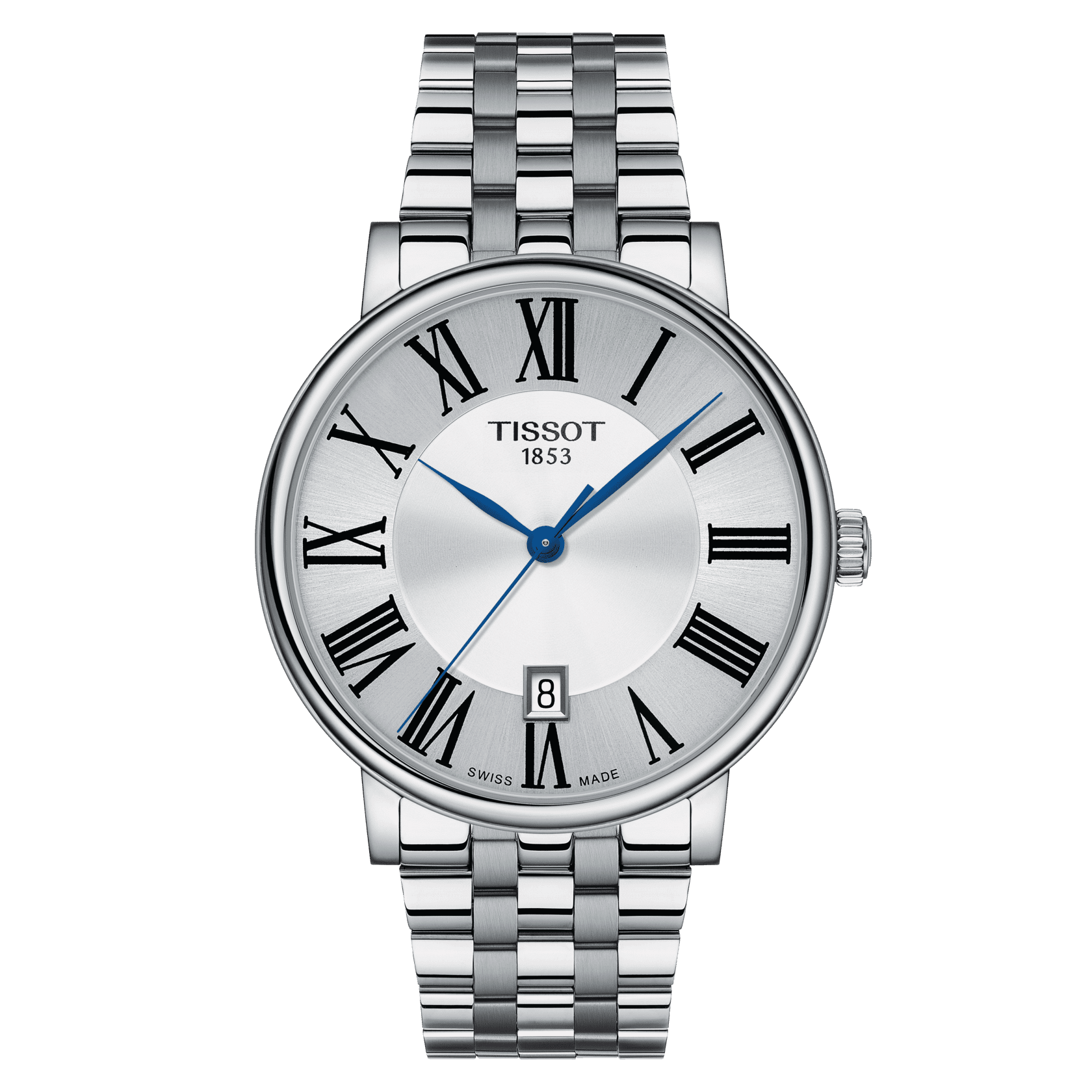 TISSOT CARSON PREMIUM QUARTZ (T122.410.11.033.00)
Case 40mm/316L stainless steel case
Crystal Scratch-resistant sapphire crystal
Movement Swiss quartz/ETA F06.115
Dial Silver dial with roman indexes
Strap details Stainless steel with butterfly clasp