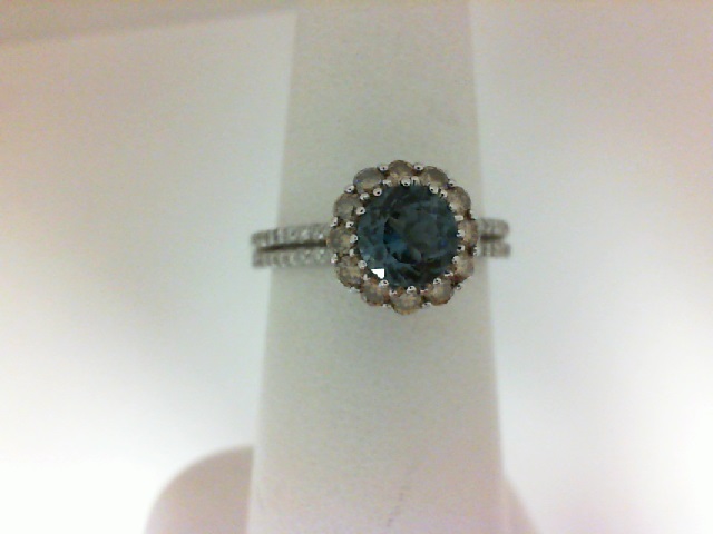 White 14 Karat Ring With 52 0 67tw Round Diamonds And One 1 05ct Round London Blue Topaz R67wms Smch0